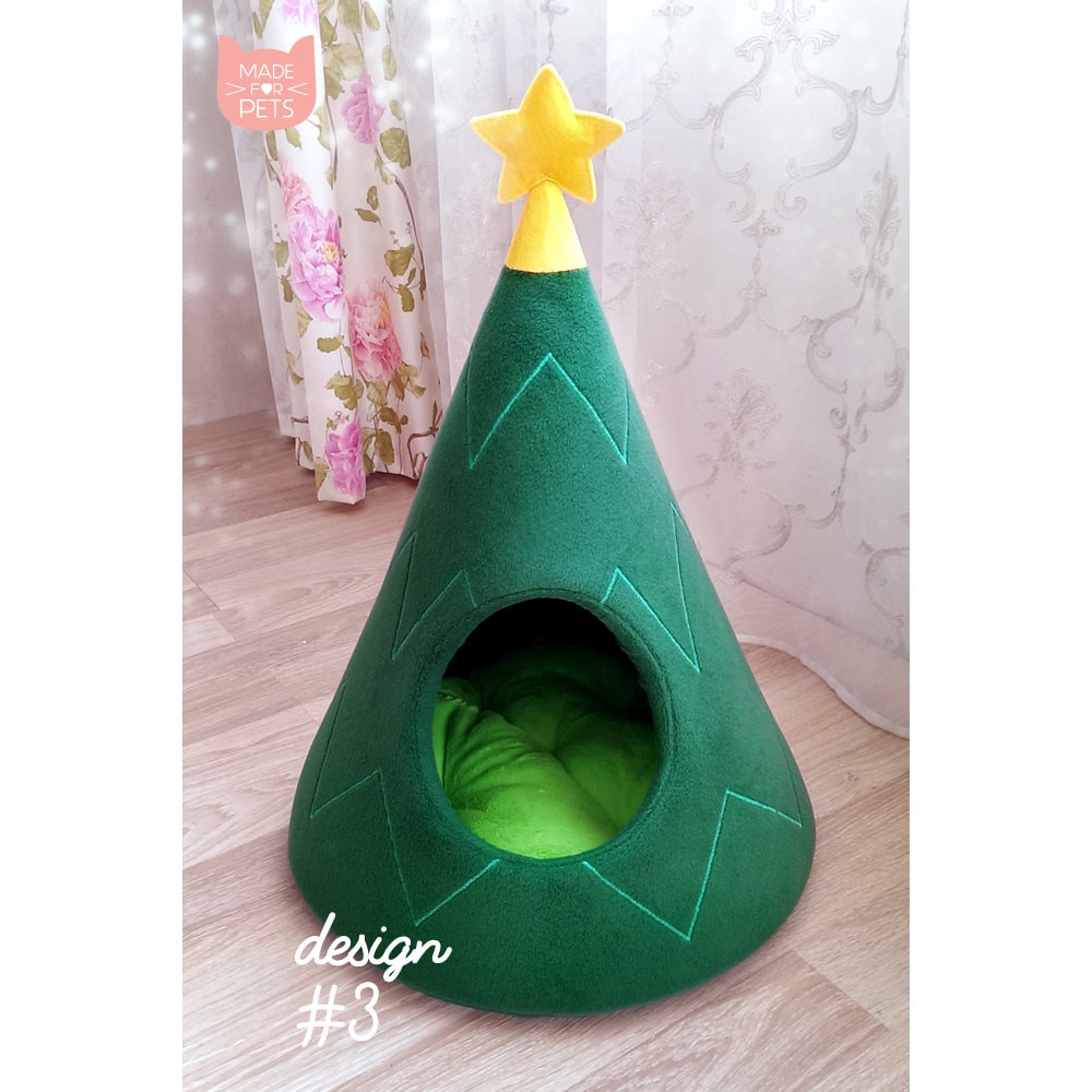 Christmas tree cat house Cat furniture Christmas gift idea Pet furniture Cat teepee Dog bed Decoration on Christmas For pet lovers Xmas gift