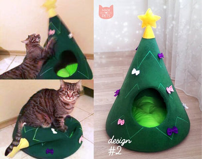 Christmas tree cat house Cat furniture Christmas gift idea Pet furniture Cat teepee Dog bed Decoration on Christmas For pet lovers Xmas gift