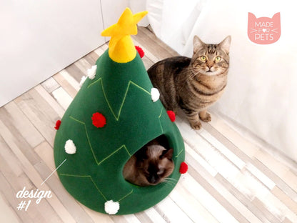 Christmas tree cat house Cat furniture Christmas gift idea Pet furniture Cat teepee Dog bed Decoration on Christmas For pet lovers Xmas gift