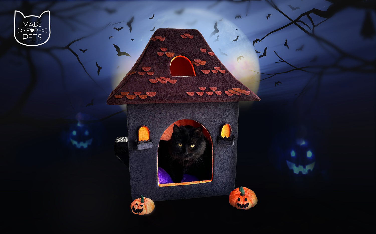 Haunted Mansion cat house, Halloween indoor dog castle, XXL bed for pet, Christmas gift, furniture, cat teepee, dog bed, pumpkin cat toys