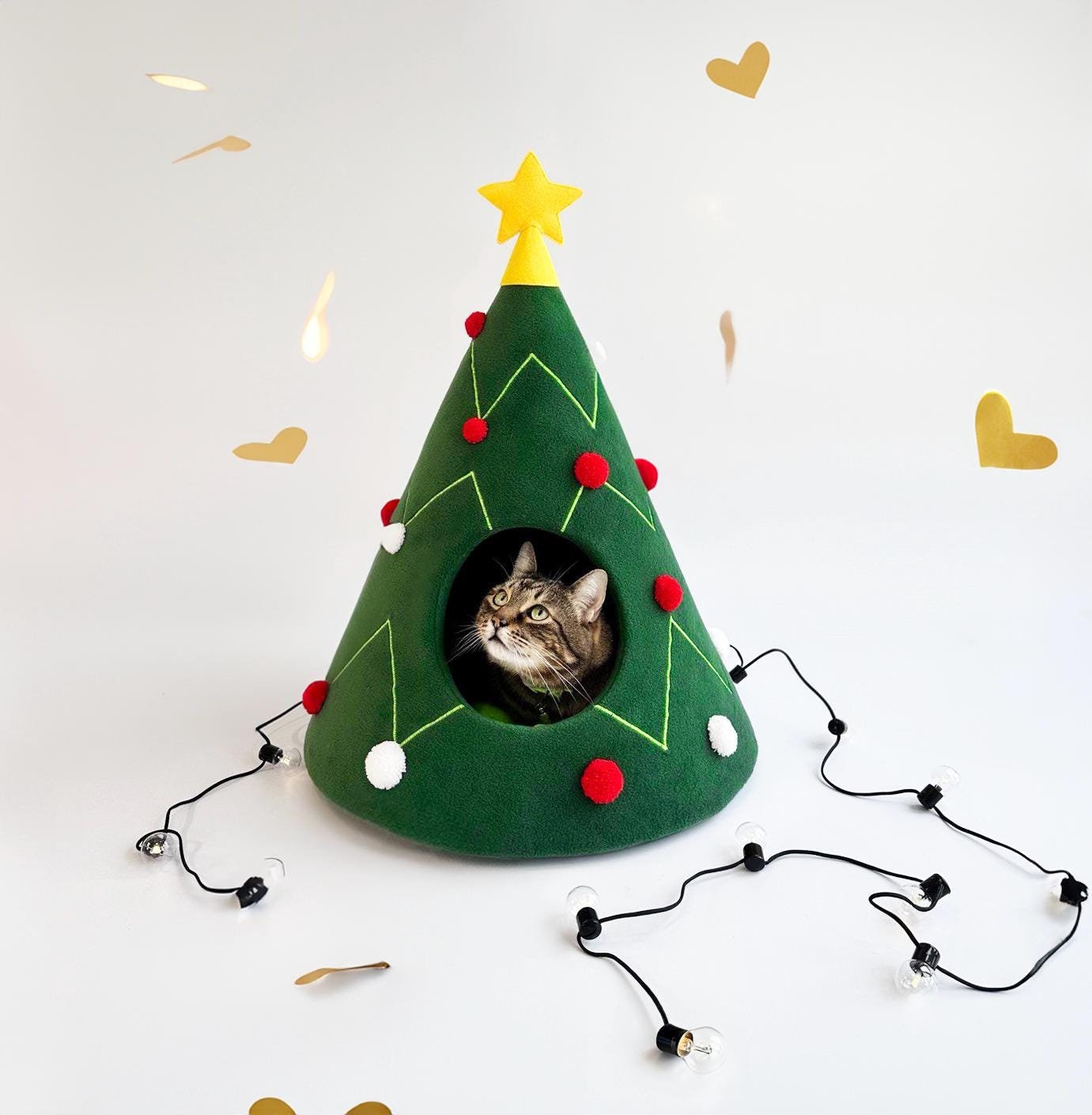 Christmas tree cat house Cat furniture Christmas gift idea Pet furniture Cat teepee Dog bed Decoration on Christmas For pet lovers Xmas gift